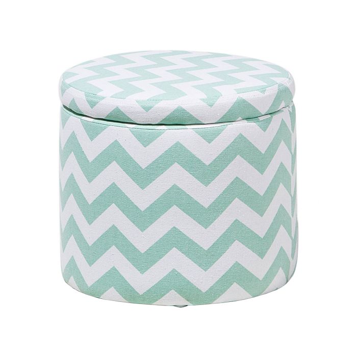Storage Footstool Mint Green and White TUNICA