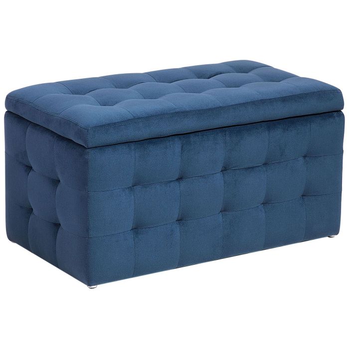 Velvet Storage Ottoman Dark Blue MICHIGAN