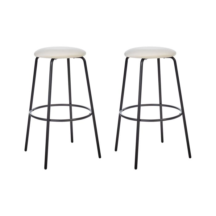 Set of 2 Velvet Bar Stools Off-White MORTON