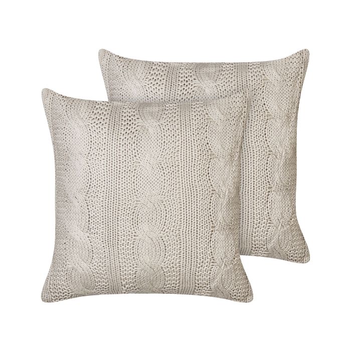 Set of 2 Cotton Cushions 45x45cm Taupe