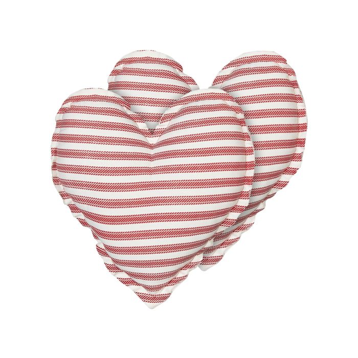 Set of 2 Cotton Heart Cushions 45x45cm White and Red