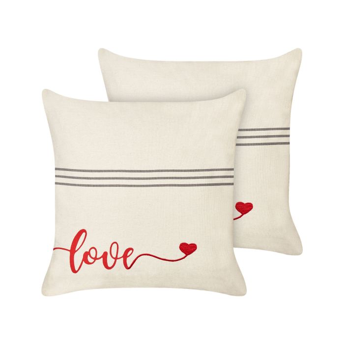 Set of 2 Cotton Cushions 45x45cm Beige