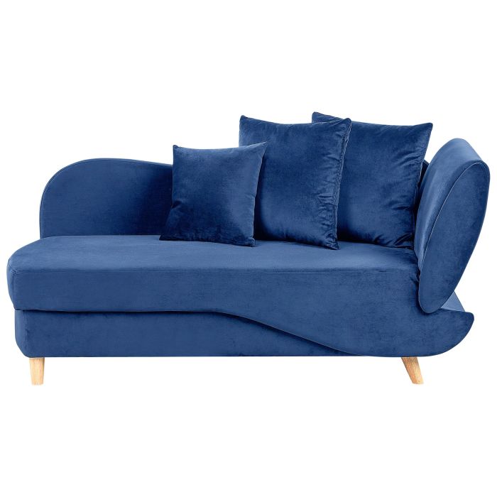 Right Hand Velvet Chaise Lounge with Storage Blue MERI II
