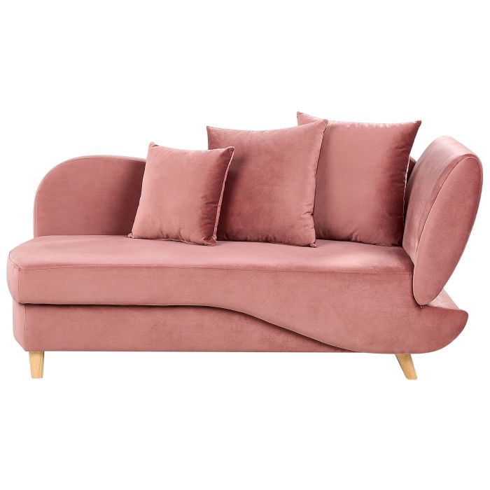Right Hand Velvet Chaise Lounge with Storage Pink MERI II