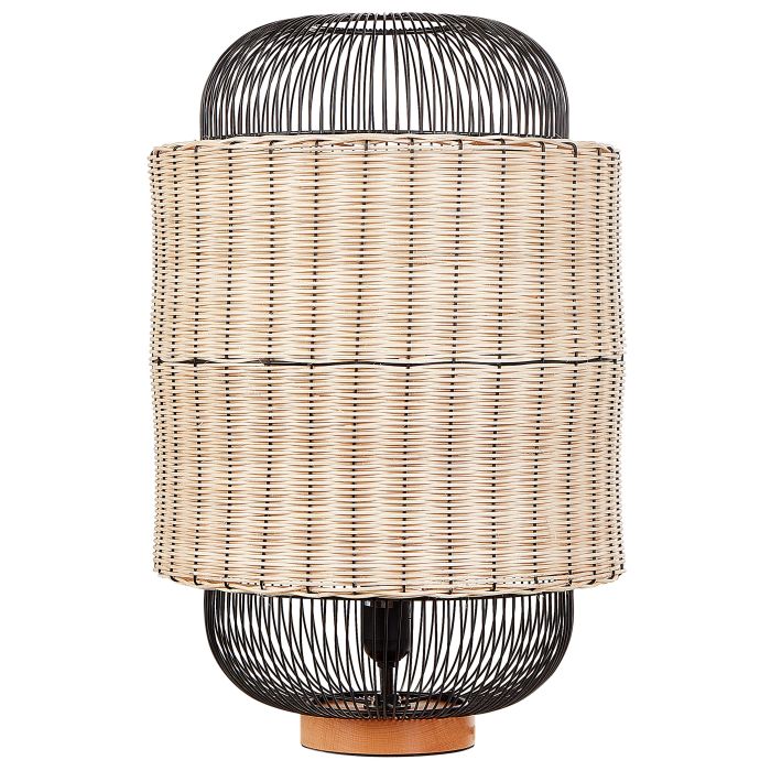 Rattan Table Lamp Natural and Black TANGANYIKA