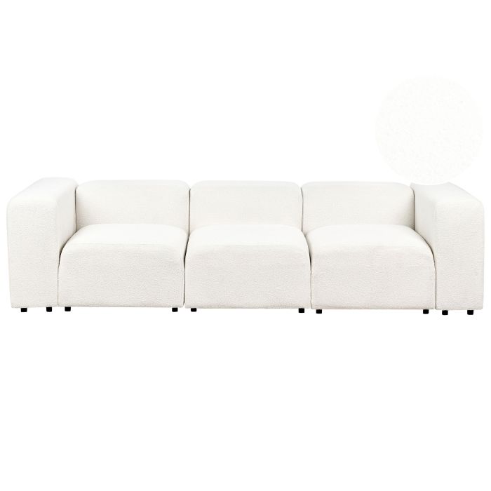 3 Seater Modular Boucle Sofa White FALSTERBO