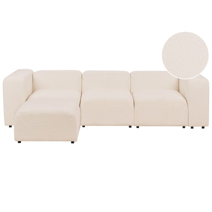 3 Seater Modular Boucle Sofa with Ottoman Beige FALSTERBO