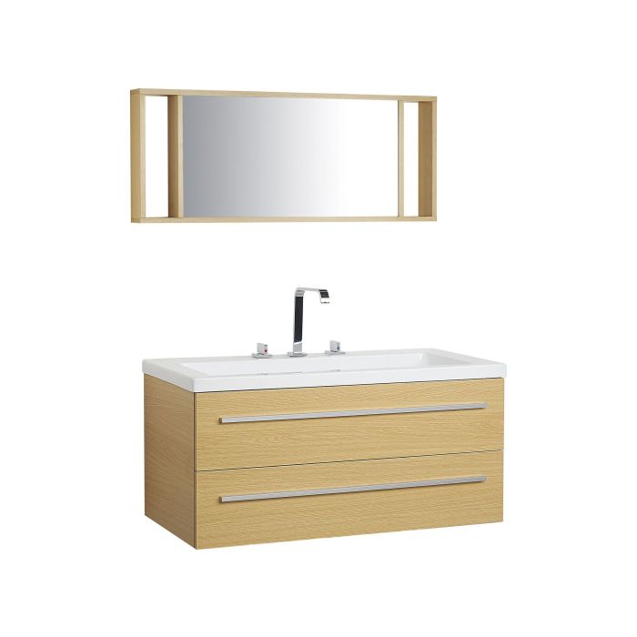 Floating Bathroom Vanity Set Light Wood ALMERIA