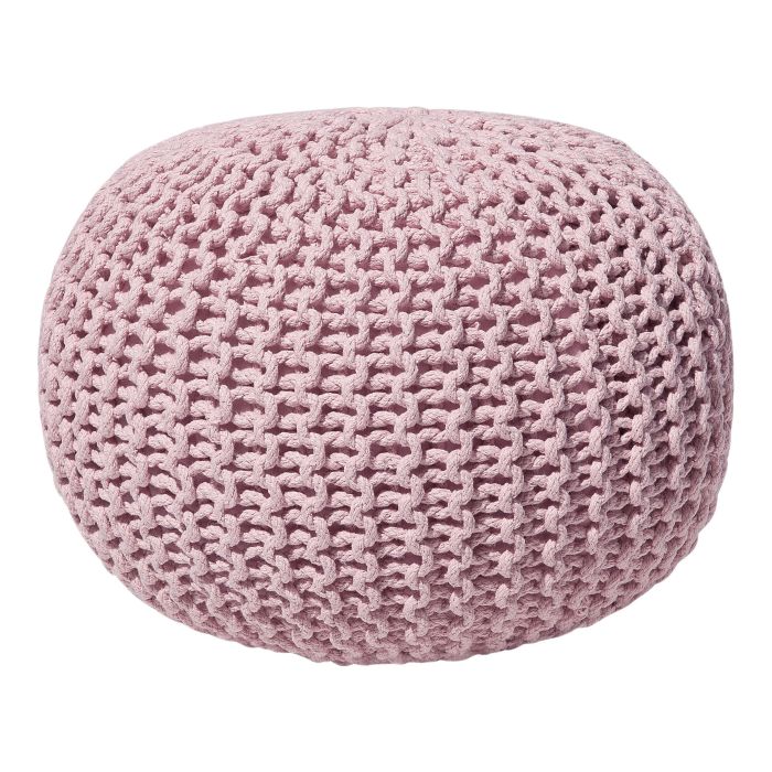 Cotton Knitted Pouffe 50 x 35 cm Pink CONRAD