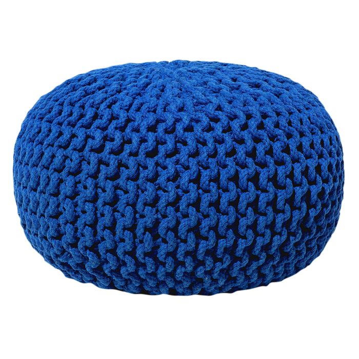 Cotton Knitted Pouffe 40 x 25 cm Navy Blue CONRAD