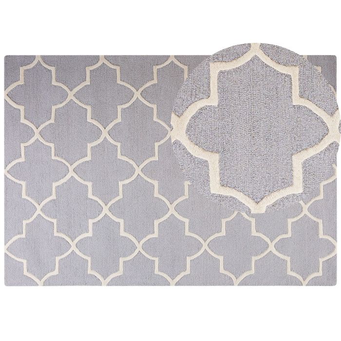 Wool Area Rug 160x230cm Grey