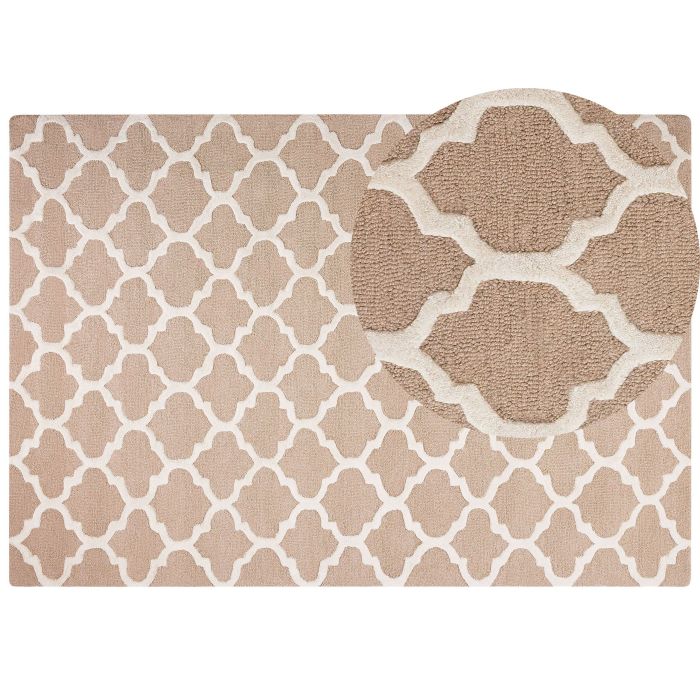 Wool Area Rug 160x230cm Beige