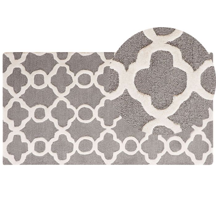 Wool Area Rug 80x150cm Grey