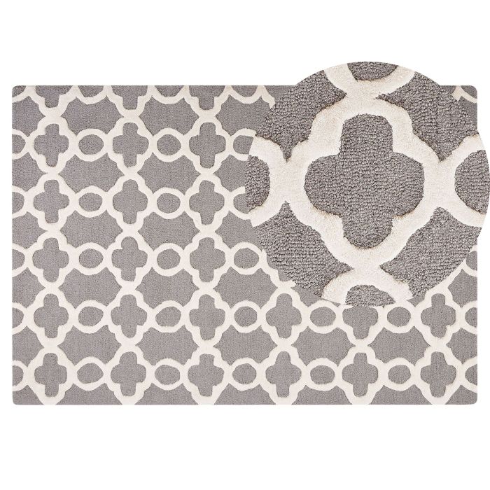 Wool Area Rug 140x200cm Grey