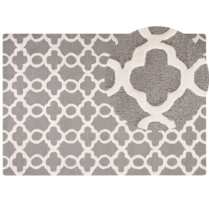 Wool Area Rug 160x230cm Grey
