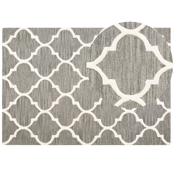 Wool Area Rug 160x230cm Grey