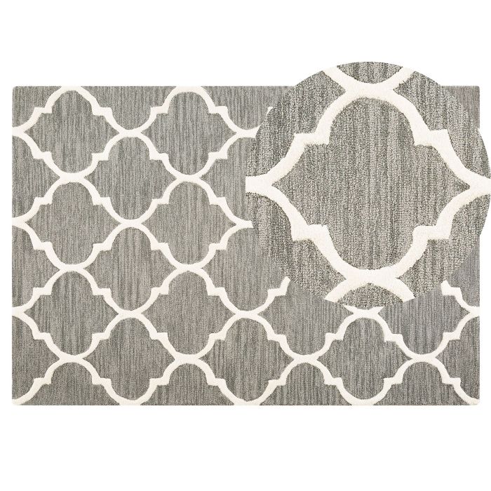 Wool Area Rug 140x200cm Grey