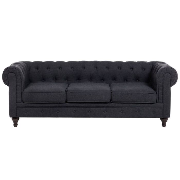 3 Seater Fabric Sofa Graphite Grey CHESTERFIELD
