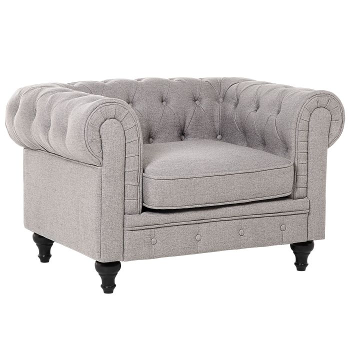 Fabric Armchair Light Grey CHESTERFIELD