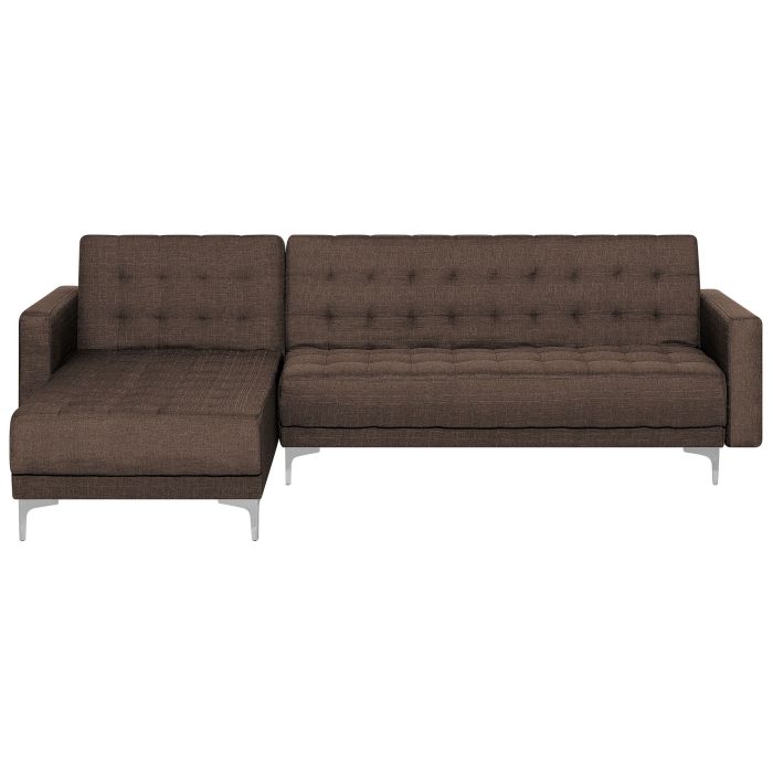 Right Hand Fabric Corner Sofa Dark Brown ABERDEEN
