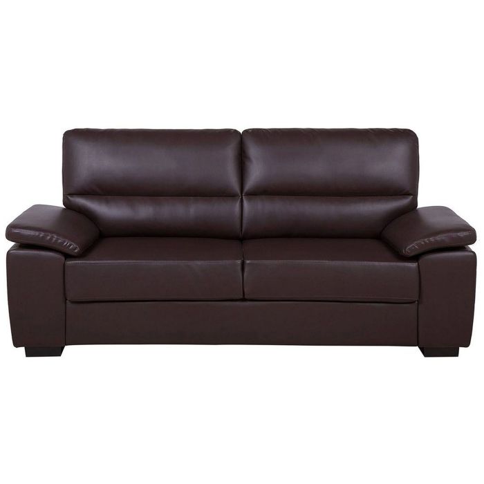 3 Seater Faux Leather Sofa Brown VOGAR