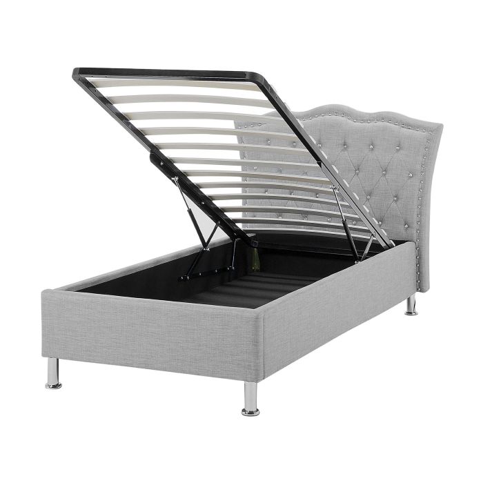 Fabric EU Single Size Ottoman Bed Grey METZ