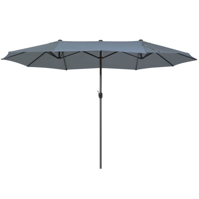Double Canopy Garden Parasol 2.7 x 4.6 m Dark Grey SIBILLA