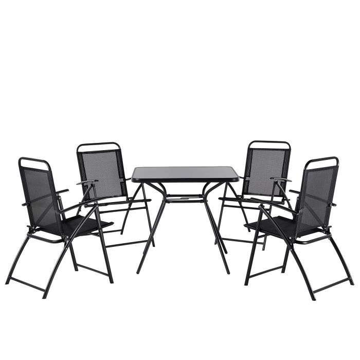 4 Seater Metal Garden Dining Set Black LIVO