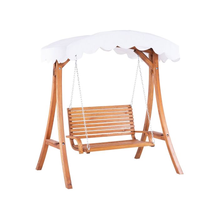Wooden Garden Swing with Canopy Beige ANDRIA