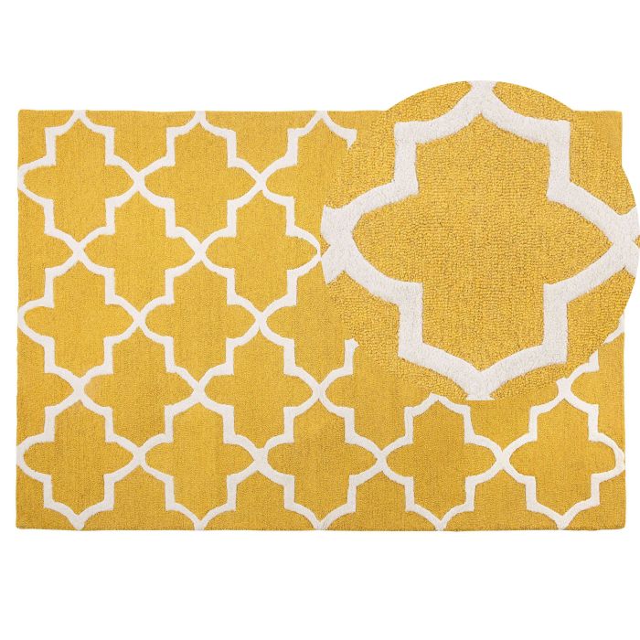 Wool Area Rug 140x200cm Yellow