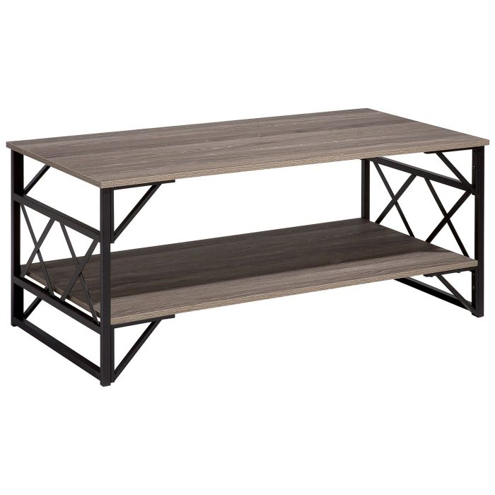Coffee Table Taupe Wood with Black BOLTON