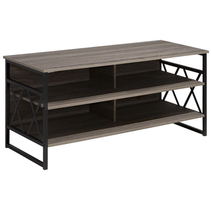 TV Stand Taupe Wood with Black CARLISLE