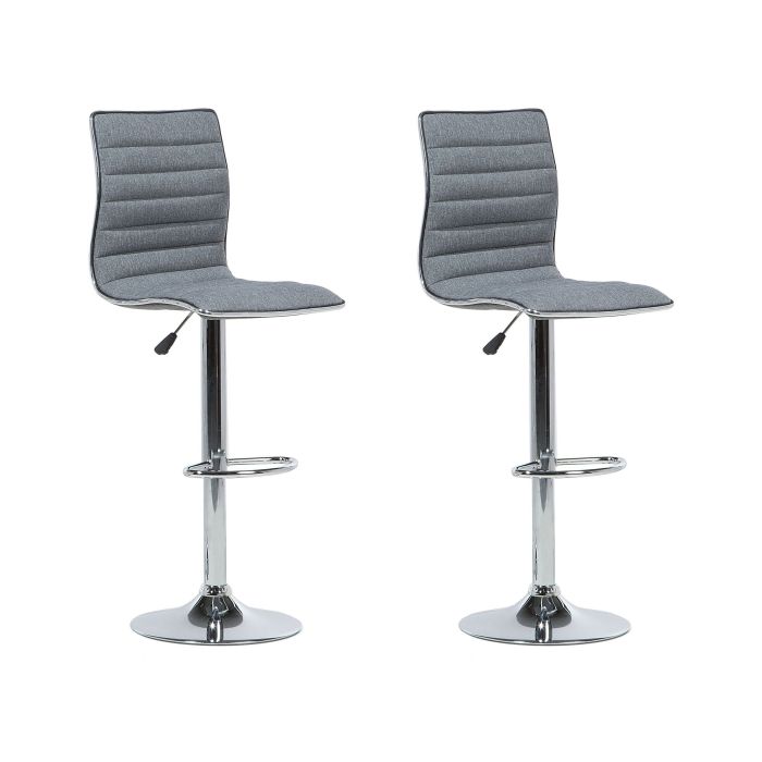 Set of 2 Adjustable Bar Stools Grey LUCERNE