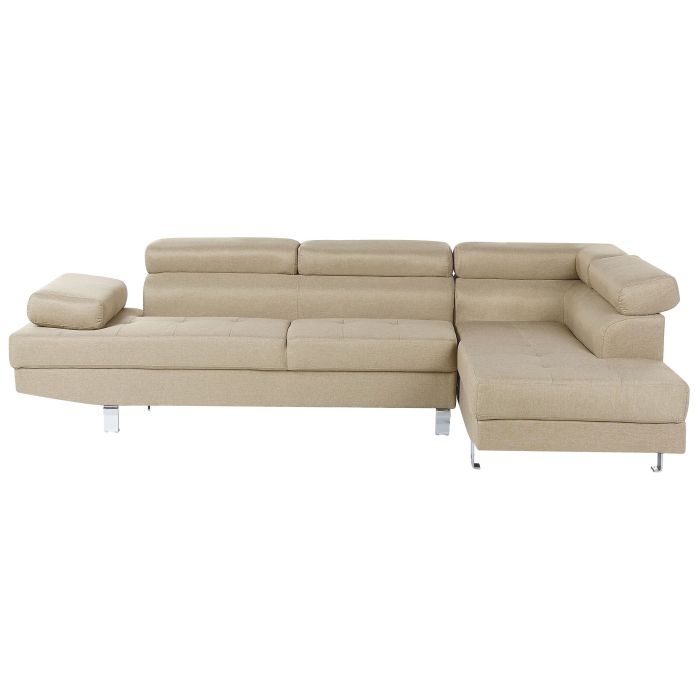 Left Hand Corner Fabric Sofa Beige NORREA
