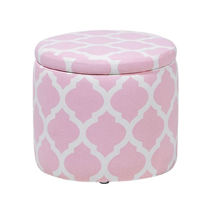 Storage Footstool Pink and White TUNICA