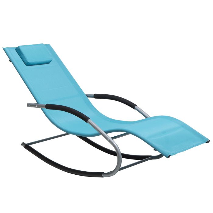Steel Rocking Sun Lounger Turquoise CARANO