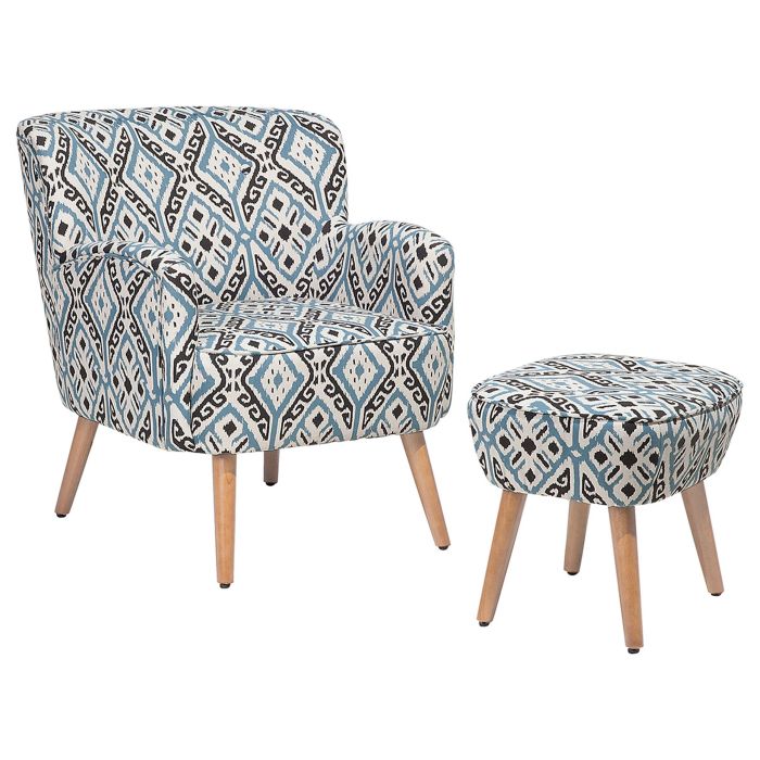Fabric Armchair with Footstool Multicolour TUMBA