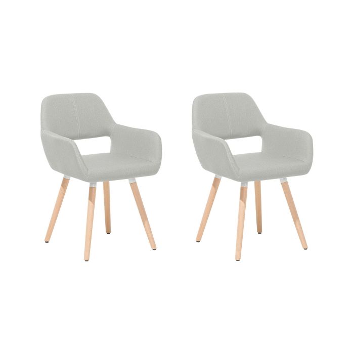 Set of 2 Fabric Dining Chairs Light Grey CHICAGO