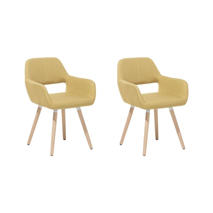Set of 2 Fabric Dining Chairs Yellow CHICAGO