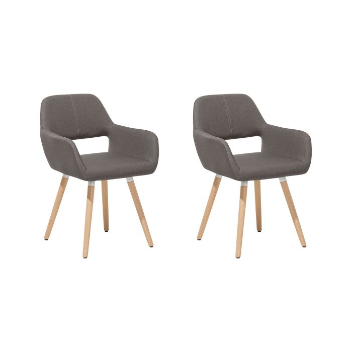 Set of 2 Fabric Dining Chairs Taupe CHICAGO