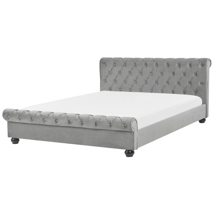 Velvet EU Super King Size Bed Grey AVALLON