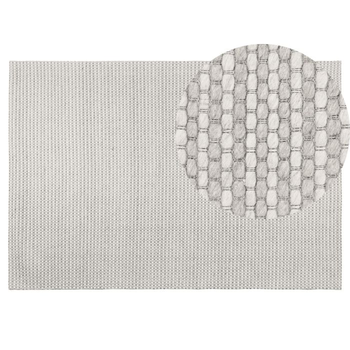 Wool Area Rug 140x200cm Light Grey