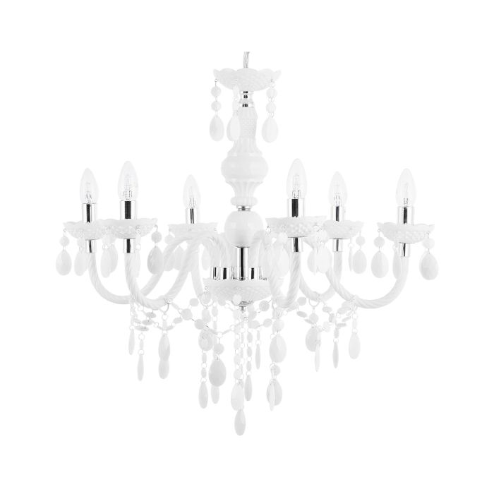 6 Light Acrylic Chandelier White KALANG L