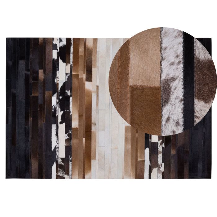 Cowhide Area Rug 140x200cm Black and Beige