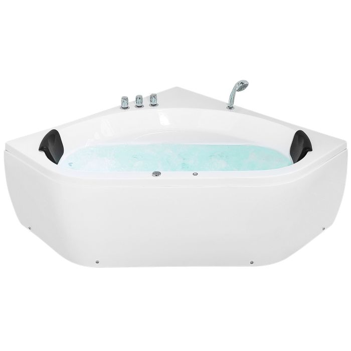 Whirlpool Corner Bath with LED 1400 x 1400 mm White MEVES