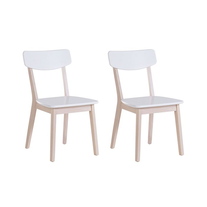 Set of 2 Wooden Dining Chairs White SANTOS