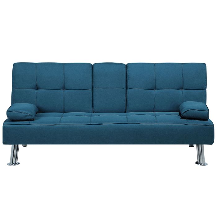 Fabric Sofa Bed Blue ROXEN