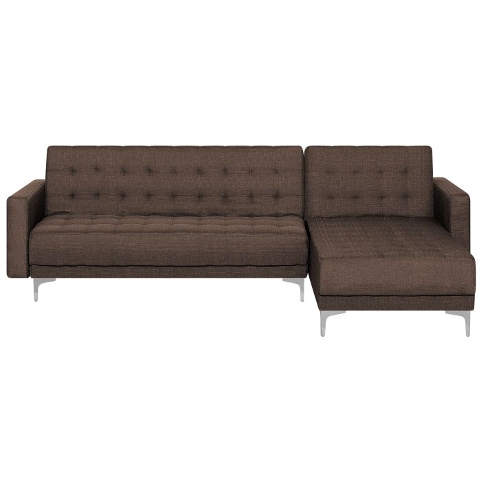 Left Hand Fabric Corner Sofa Dark Brown ABERDEEN