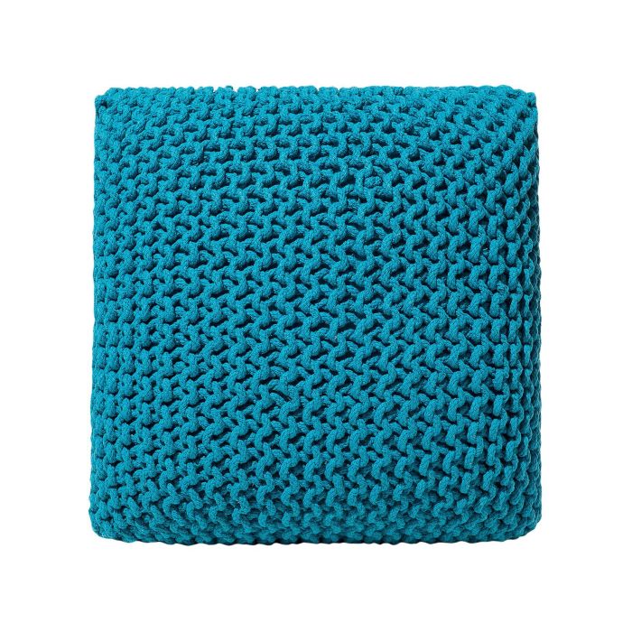 Cotton Knitted Pouffe 50 x 50 cm Blue CONRAD
