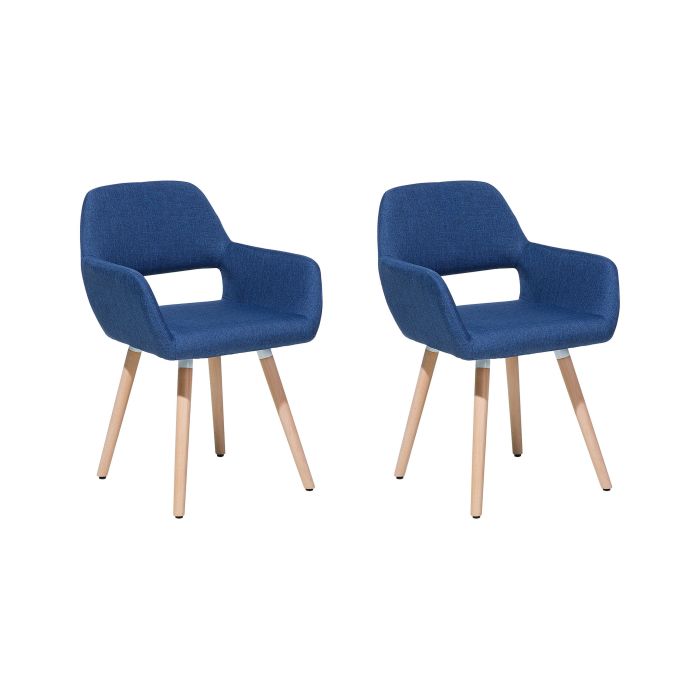 Set of 2 Fabric Dining Chairs Blue CHICAGO